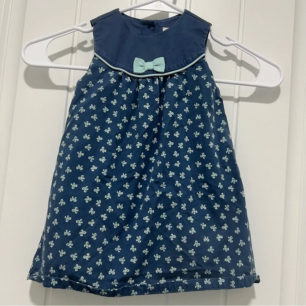 Janie and Jack Baby Blue Bow Pattern Dress Size 6-12 Months